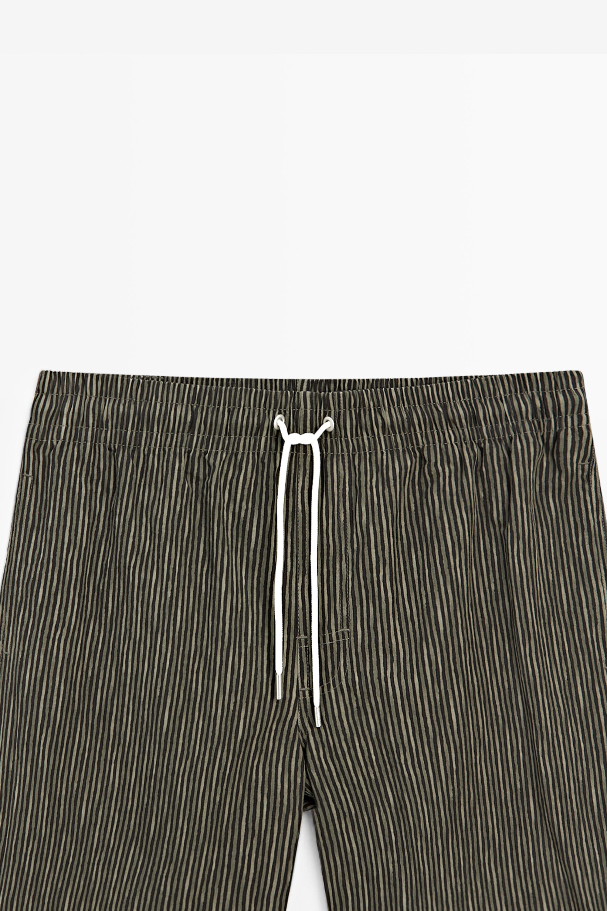 Striped print swimming trunks